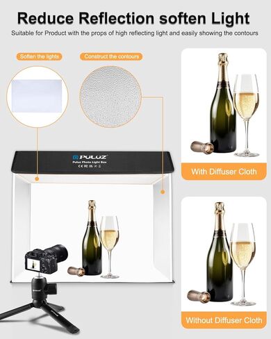 PULUZ Light Box Photography 24x24in, Portable Photo Studio Light Box with 120 LED Lights ＆6 Color backdrops Professional Photography Lighting Tent Kit for Big Product Photography Lightbox in Saudi Arabia