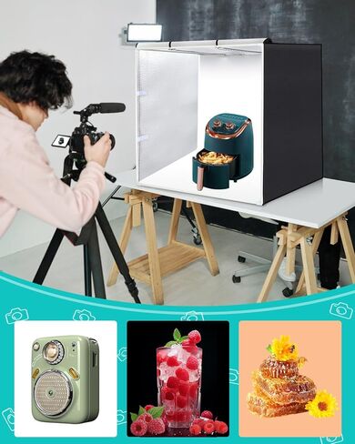 PULUZ Light Box Photography 24x24in, Portable Photo Studio Light Box with 120 LED Lights ＆6 Color backdrops Professional Photography Lighting Tent Kit for Big Product Photography Lightbox in Saudi Arabia