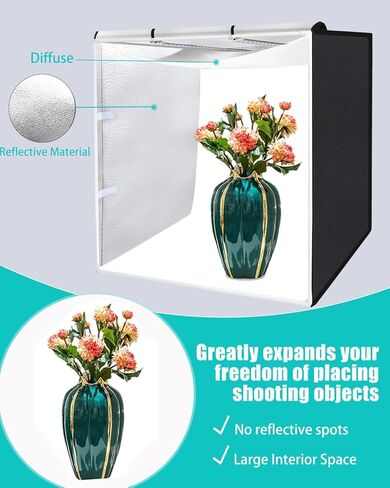 PULUZ Light Box Photography 24x24in, Portable Photo Studio Light Box with 120 LED Lights ＆6 Color backdrops Professional Photography Lighting Tent Kit for Big Product Photography Lightbox in Saudi Arabia