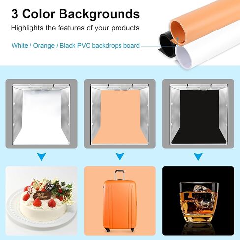 PULUZ Light Box Photography 24x24in, Portable Photo Studio Light Box with 120 LED Lights ＆6 Color backdrops Professional Photography Lighting Tent Kit for Big Product Photography Lightbox in Saudi Arabia