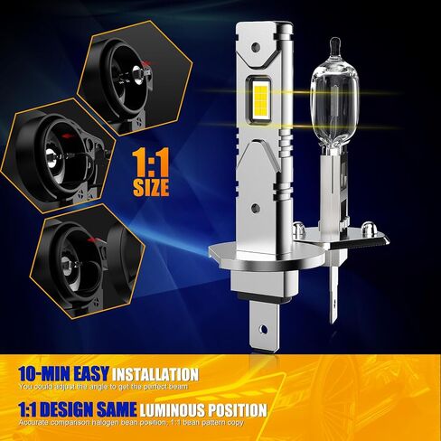 مصابيح إضاءة H11/H9/H8 مطورة، مصابيح ضباب H11 فائقة السطوع 36000LM 600%، مقاس 1:1، IP68، مصابيح استبدال الهالوجين للتوصيل والتشغيل (عبوة من قطعتين) in Saudi Arabia