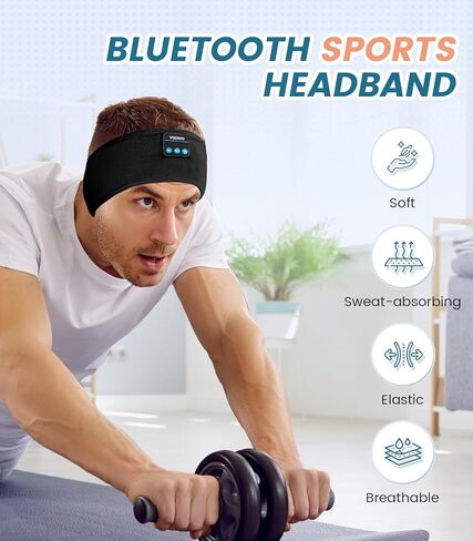 Voerou Sleep Headphones Bluetooth Headband for Women Men, Wireless Sleeping Headphones for Side Sleepers with Ultra-thin Stereo Speakers, Unique Gift for Men Sleeping Yoga Meditation Travel Office Nap in Kuwait