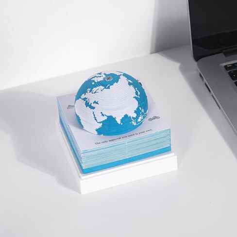 Desk Calendar 2026 3D Earth Time Piece Tear Away Memo Pad with Inspirational Daily Notes, 365-Day Paper Sculpture Planning Calendar with Plastic Base & Clear Box Cover for Christmas & New Year Gifts in Saudi Arabia