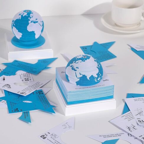 Desk Calendar 2026 3D Earth Time Piece Tear Away Memo Pad with Inspirational Daily Notes, 365-Day Paper Sculpture Planning Calendar with Plastic Base & Clear Box Cover for Christmas & New Year Gifts in Saudi Arabia