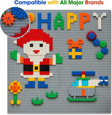 MIMAX Customize Building Block Wall, 470+ PCS Activity Wall Mount Toys Bricks with Self Adhesive Baseplate 8PCS (20"x10") for All Major Brands, Art Build On Table Wall, Gray in Saudi Arabia