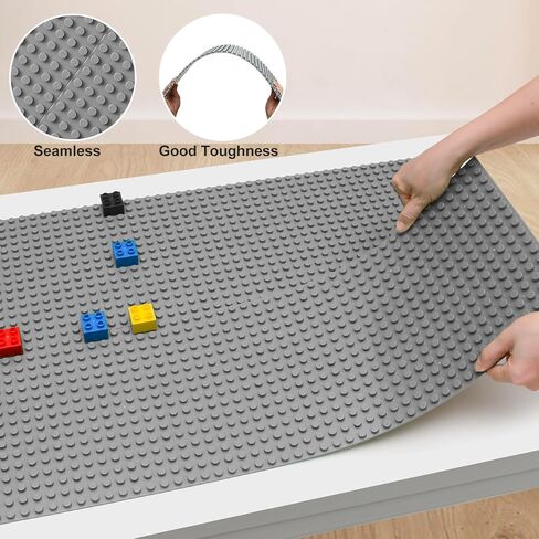 MIMAX Customize Building Block Wall, 470+ PCS Activity Wall Mount Toys Bricks with Self Adhesive Baseplate 8PCS (20"x10") for All Major Brands, Art Build On Table Wall, Gray in Saudi Arabia
