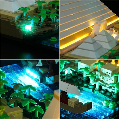 إضاءة LED متوافقة مع ليغو الهرم الأكبر بالجيزة 21058، مجموعة إضاءة متوافقة مع ليغو 21058، تعطي الضوء للنموذج، غير متضمنة مجموعة النموذج (الإصدار القياسي) in Saudi Arabia