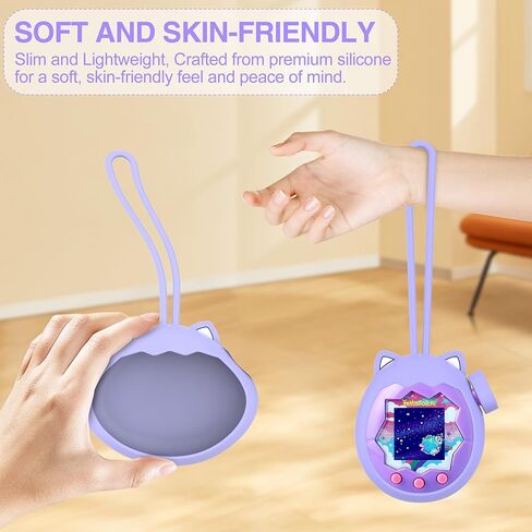 for Tamagotchi Paradise Silicone Case and Knob Cap, Soft Drop-Proof Portable Carrying Protective Case for Tamagotchi Paradise Accessories with Integrated Lanyard, Purple in Saudi Arabia