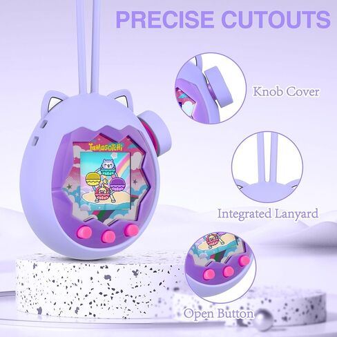 for Tamagotchi Paradise Silicone Case and Knob Cap, Soft Drop-Proof Portable Carrying Protective Case for Tamagotchi Paradise Accessories with Integrated Lanyard, Purple in Saudi Arabia