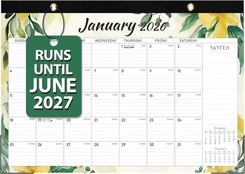 Desk Calendar 2026, 18 Months Desktop/Wall Calendar 2026 Run until Jun. 2027, 17" x 12" Large Desk Planner, Home School Office Supplies for Women & Men in Kuwait