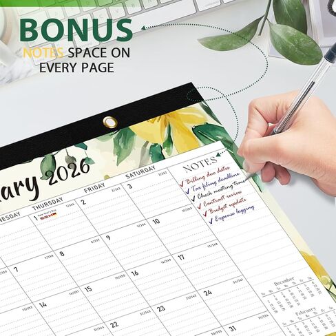 Desk Calendar 2026, 18 Months Desktop/Wall Calendar 2026 Run until Jun. 2027, 17" x 12" Large Desk Planner, Home School Office Supplies for Women & Men in Kuwait