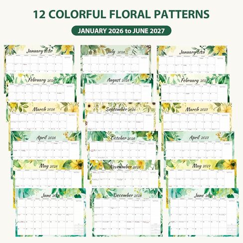 Desk Calendar 2026, 18 Months Desktop/Wall Calendar 2026 Run until Jun. 2027, 17" x 12" Large Desk Planner, Home School Office Supplies for Women & Men in Kuwait