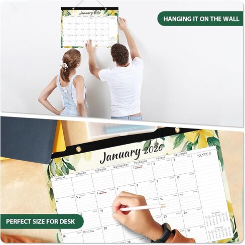 Desk Calendar 2026, 18 Months Desktop/Wall Calendar 2026 Run until Jun. 2027, 17" x 12" Large Desk Planner, Home School Office Supplies for Women & Men in Kuwait