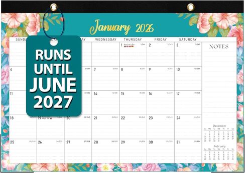 Desk Calendar 2026, 18 Months Desktop/Wall Calendar 2026 Run until Jun. 2027, 17" x 12" Large Desk Planner, Home School Office Supplies for Women & Men in Kuwait