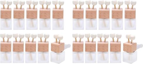 10 Pack,8ml Matte Glass Car Air Freshener Perfume Clip Diffuser,Empty Essential Oil Perfume Vials Diffuser Vent Outlet,Thick Glass Ornament With Wooden Caps,FREE Funnel,Dropper in Saudi Arabia