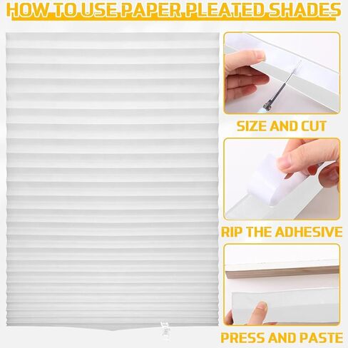 Kigley 12 Pack Filtering Temporary Blinds for Windows, 35 x 71 Inch Cordless Pleated Light Filtering Fabric Shade Self Adhesive Pleated Window Shade with 24 Clips, Easy to Cut and Install, White in Kuwait