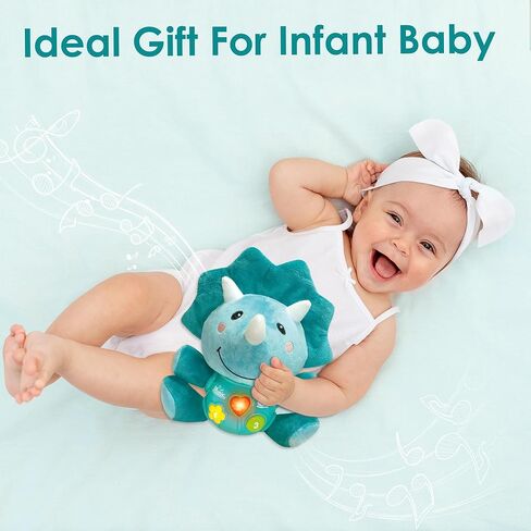 iPlay, iLearn Baby Dinosaur Musical Toys, Newborn Boys Soft Plush Stuffed Animal, Infant Tummy Time, Light Music Triceratops, 1st Birthday Shower Gift Basket Stuff 0 1 2 3 6 9 12 18 Month Toddler Girl in Kuwait