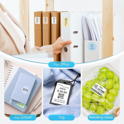 POLONO Genuine Thermal Labels for PM220S Label Makers, 1.57"x1.18" (40x30mm) Thermal Label, Waterproof, Multi-Purpose Self-Adhesive Labels for Small Bussiness, Office, School, 230 Labels/Roll (White) in Kuwait