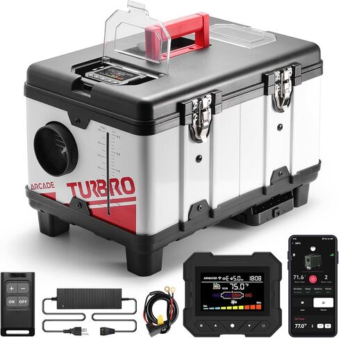 TURBRO 9kW Diesel Heater, 12V/24V/110V, Toolbox Parking Heater with Smart LCD, Remote and Bluetooth APP Control, Programmable Timer, Portable for RV, Camper, Truck, Boat, Tent, Garage, Shop, T8BP in Saudi Arabia