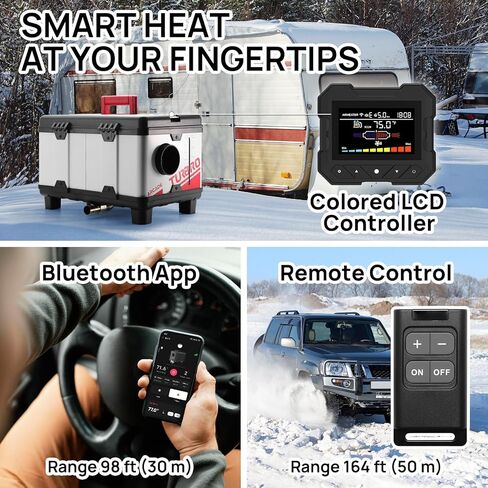 TURBRO 9kW Diesel Heater, 12V/24V/110V, Toolbox Parking Heater with Smart LCD, Remote and Bluetooth APP Control, Programmable Timer, Portable for RV, Camper, Truck, Boat, Tent, Garage, Shop, T8BP in Saudi Arabia