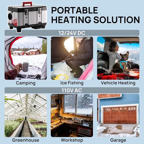 TURBRO 9kW Diesel Heater, 12V/24V/110V, Toolbox Parking Heater with Smart LCD, Remote and Bluetooth APP Control, Programmable Timer, Portable for RV, Camper, Truck, Boat, Tent, Garage, Shop, T8BP in Saudi Arabia