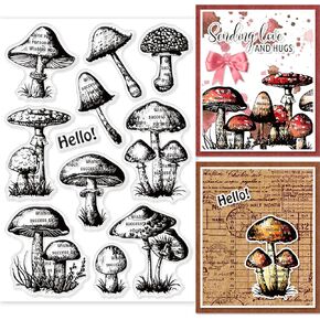GLOBLELAND Ferns Mushrooms Clear Stamps for DIY Scrapbooking Mushroom Plants Silicone Stamp Seals Transparent Stamps for Cards Making Photo Album Journal Home Decoration 6.3×4.33inch in Kuwait
