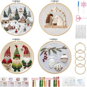 Christmas Embroidery Kit, DIY Hand Embroidery Kit, Beginner Embroidery Kit for Adults, Embroidery Christmas Ornament Kits (C) in Saudi Arabia