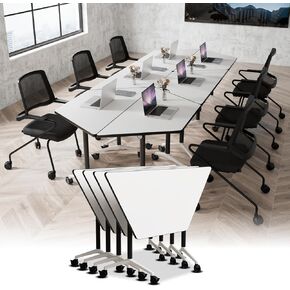 Folding Conference Table 55.1",Modern Conference Room Tables with Wheels,Office Training Meeting Table with Flip-Top & Strong Metal Frame for Classrooms & School Office Spaces | Trapezoid (T03 2P) in Saudi Arabia