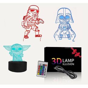 3D Illusion LED Night Light,16 Colors Gradual Changing Touch Switch USB Table Lamp for Holiday Gifts or Home Decorations（3Pattern） in Kuwait