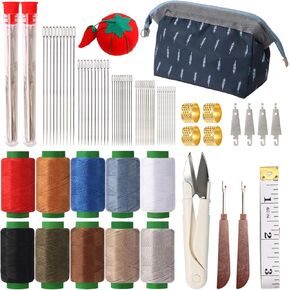 76PCS Big Eye Stainless Steel Sewing Needle Kit, Needle and Thread Kit, Sewing Supplies and Accessories with Scissors Seam Ripper Threaders Measure Tape Thimbles for Home Mom Beginner Traveler in Saudi Arabia