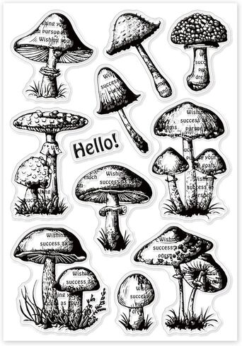 GLOBLELAND Ferns Mushrooms Clear Stamps for DIY Scrapbooking Mushroom Plants Silicone Stamp Seals Transparent Stamps for Cards Making Photo Album Journal Home Decoration 6.3×4.33inch in Kuwait