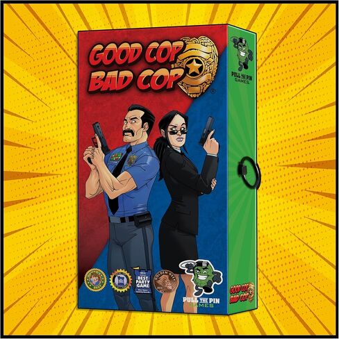 Pull the Pin Games Good Cop Bad Cop - ألعاب الطاولة وألعاب الورق من أجل متعة ملحمية - لعبة بطاقات الهوية المخفية - خصم اجتماعي سريع الخطى - سهلة التعلم - 4-8 لاعبين - لعبة عائلية حائزة على جوائز in Saudi Arabia