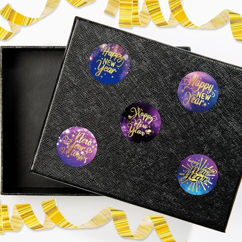 Ceiba Tree Happy New Year Stickers Round Gold Foil New Year Labels for Cards Envelopes Bags in Saudi Arabia