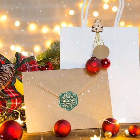 Whaline 50Pcs Christmas Wax Seal Stickers Santa Claus Reindeer Envelope Seal Stickers Green Red Gold 3D Self-Adhesive Embossed Decals for Xmas Greeting Invitation Card Gift in Saudi Arabia