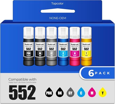 552 زجاجة حبر أسود ET-8550 ET-8500 بديلة لزجاجة إعادة تعبئة الحبر Epson 552 (2 أسود) تعمل لطابعة Ecotank Photo ET-8550 ET-8500 ET 8550 ET 8500 ET8550 ET8500 8550 8500 Supertank in Saudi Arabia
