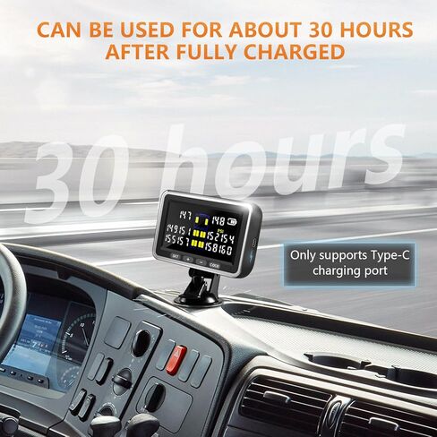 نظام مراقبة ضغط إطارات الشاحنة، (0-199 رطل لكل بوصة مربعة) شاشة 4.5 بوصة، 6 أجهزة استشعار، شاشة ملونة TS6 للمقطورة ذات الضغط العالي TPMS مع 6 أوضاع تنبيه، معزز الإشارة، العجلة الخامسة (6 أجهزة استشعار) in Kuwait