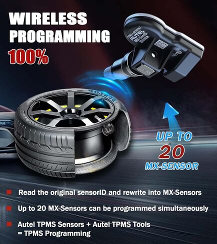 Autel TPMS Sensor 20pcs Mental Programmable MX Sensor OE-Level for 315MHz 433MHz Tire Pressure Work with TS408 TS508 TS601 TS608 MK808TS MS906TS ITS600 Press in in Saudi Arabia
