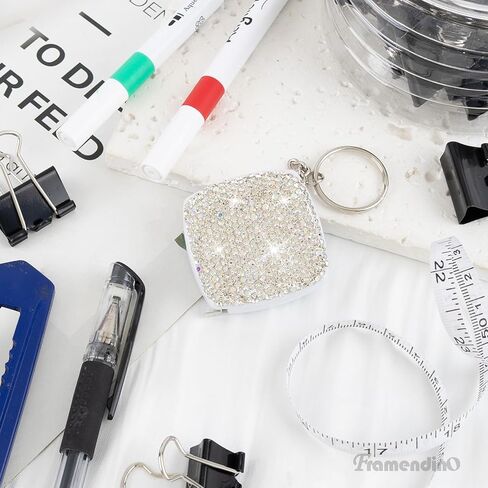 Framendino, Bling Diamond Cloth Measuring Tape Soft Retractable Fabric for Body Waist Sewing Tailor Knitting Scale 80 Inch in Saudi Arabia