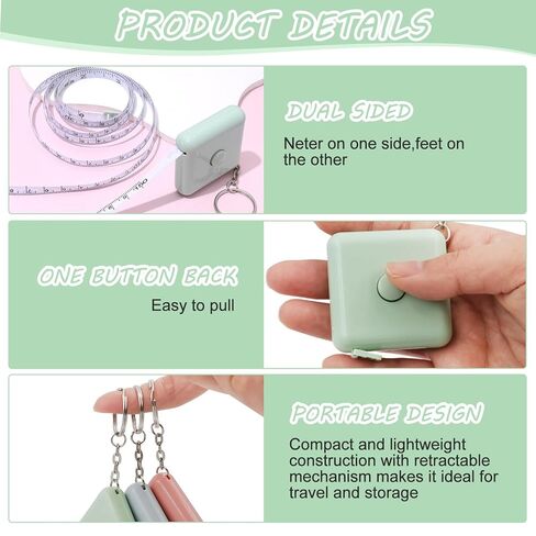Mini Retractable Tape Measure, Soft Fabric Sewing Ruler, Pocket Size, Dual Sided, Measuring Tapes for Body Measurement Weight Loss Cloth Knitting Craft(Blue) in Saudi Arabia
