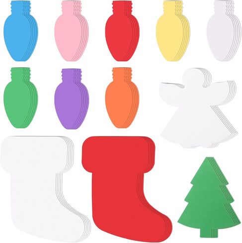 MixTeach 230 Pieces Christmas Paper Cutouts, Christmas Trees Stockings Light Bulbs Angel Cutouts Winter Paper Classroom Decor for Bulletin Board Wall Decor Xmas Holiday Party Supplies in Saudi Arabia