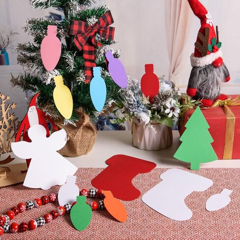MixTeach 230 Pieces Christmas Paper Cutouts, Christmas Trees Stockings Light Bulbs Angel Cutouts Winter Paper Classroom Decor for Bulletin Board Wall Decor Xmas Holiday Party Supplies in Saudi Arabia