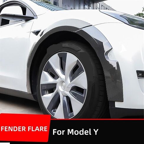 متوافق مع Tesla Model Y 2019-2024 مجموعة هيكل السيارة الواسعة حاجز مشاعل قوس عجلة الحاجب حامي الشفاه الزخارف 10 قطعة/المجموعة ملحقات جزء (مات الكربون) in Kuwait