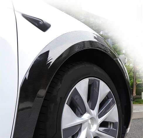 متوافق مع Tesla Model Y 2019-2024 مجموعة هيكل السيارة الواسعة حاجز مشاعل قوس عجلة الحاجب حامي الشفاه الزخارف 10 قطعة/المجموعة ملحقات جزء (مات الكربون) in Kuwait