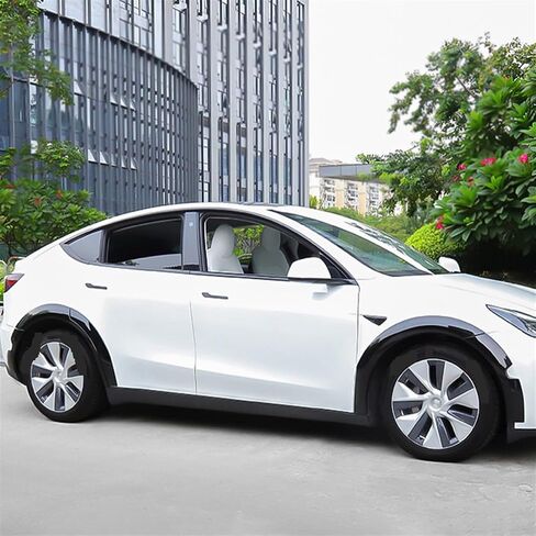 متوافق مع Tesla Model Y 2019-2024 مجموعة هيكل السيارة الواسعة حاجز مشاعل قوس عجلة الحاجب حامي الشفاه الزخارف 10 قطعة/المجموعة ملحقات جزء (مات الكربون) in Kuwait