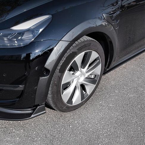 متوافق مع Tesla Model Y 2019-2024 مجموعة هيكل السيارة الواسعة حاجز مشاعل قوس عجلة الحاجب حامي الشفاه الزخارف 10 قطعة/المجموعة ملحقات جزء (مات الكربون) in Kuwait