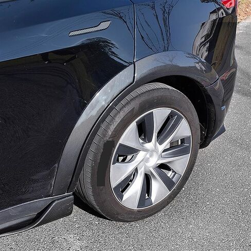 متوافق مع Tesla Model Y 2019-2024 مجموعة هيكل السيارة الواسعة حاجز مشاعل قوس عجلة الحاجب حامي الشفاه الزخارف 10 قطعة/المجموعة ملحقات جزء (مات الكربون) in Kuwait