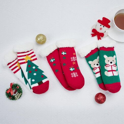 Century Star Toddler Girls Boys Christmas Socks with Grips Cotton kids Slipper Socks Baby Winter Non Slip Fuzzy Socks in Kuwait