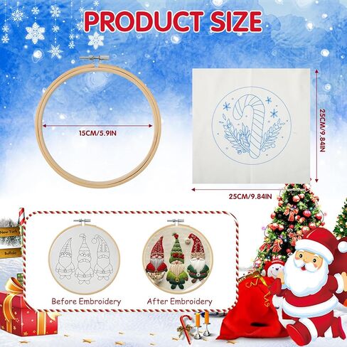 Christmas Embroidery Kit, DIY Hand Embroidery Kit, Beginner Embroidery Kit for Adults, Embroidery Christmas Ornament Kits (C) in Saudi Arabia