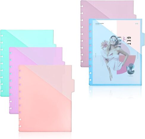 5Pcs Discbound Dividers with Pocket, 9.5 × 8.1in Multi-Color Discbound Notebook Divider 9 Disc Bound Happy Planner Inserts Pocket, for Office Home in Kuwait