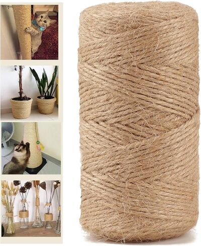 328 FT Natural Jute Twine, 1.5mm String, 1ply Thin Ribbon Hemp for Gardening, Plant Gift Wrapping, Art, Wedding Decoration, Packing (1 Roll) in Saudi Arabia